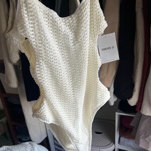 Forever 21 Cream Knit Swim + Cover-Up